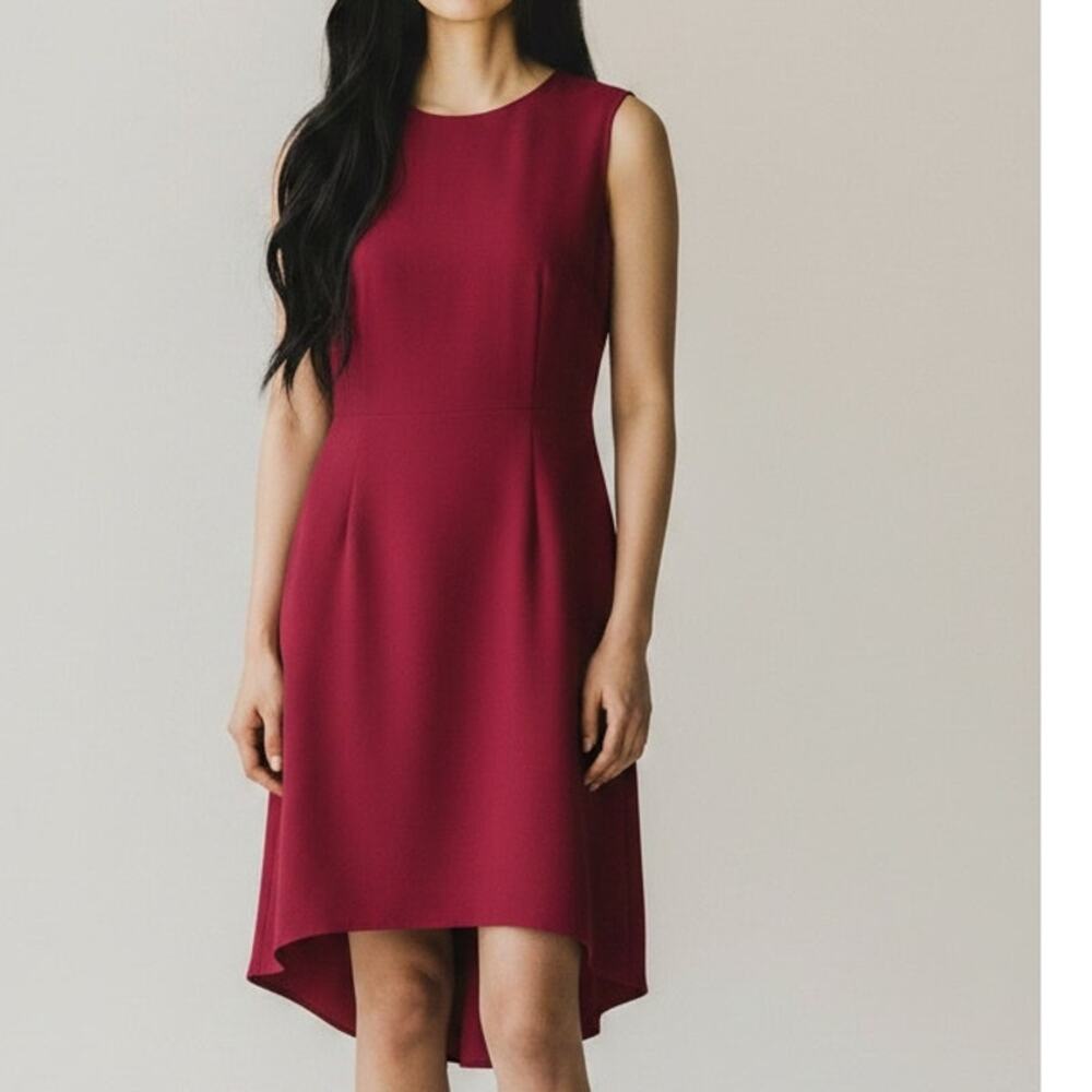 Nha Khanh Sleeveless Asymmetric High-Low A-Line Dress Cocktail Mini Dress 2 Red